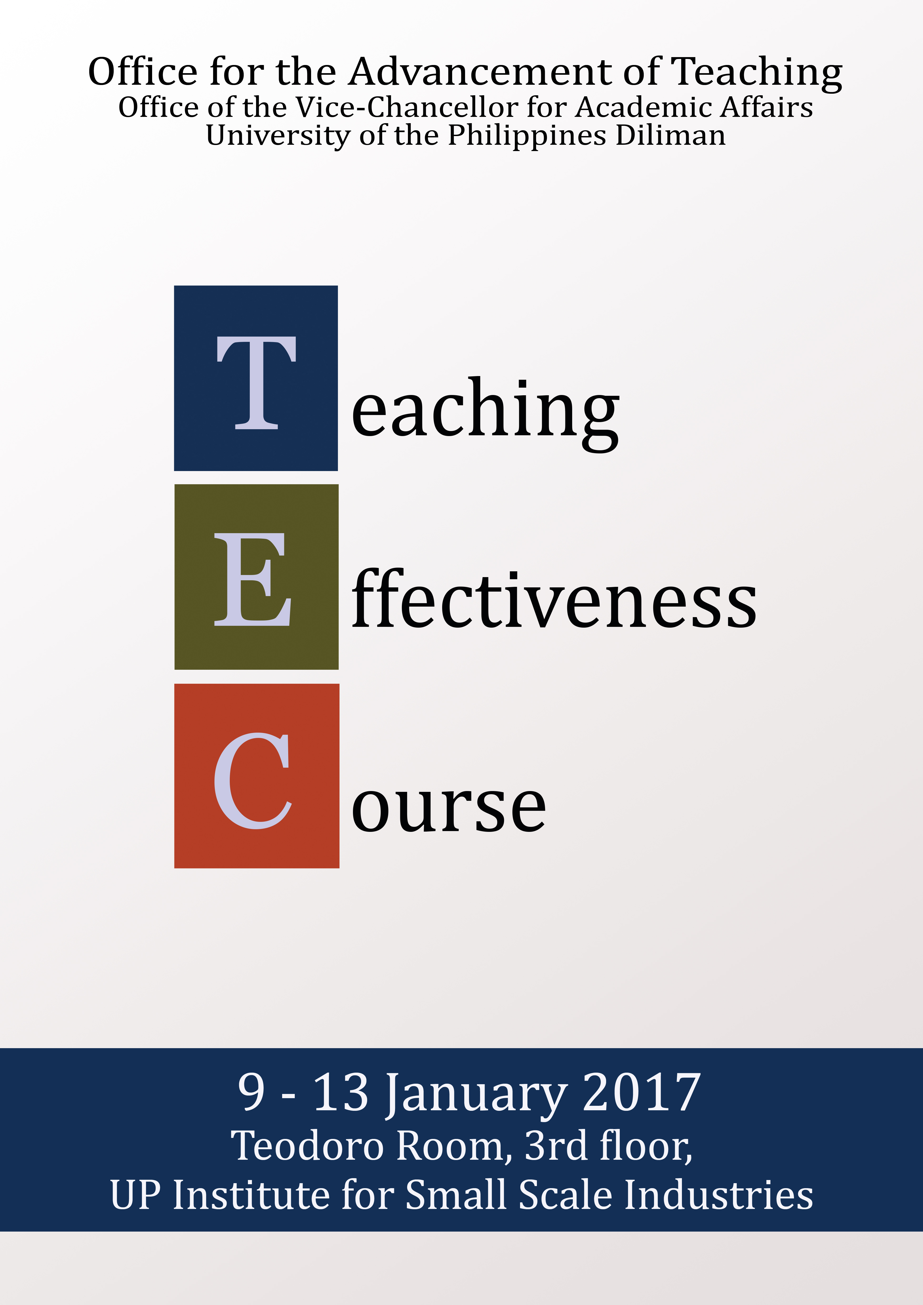 Teaching Effectiveness Course on 9-13 January 2017
